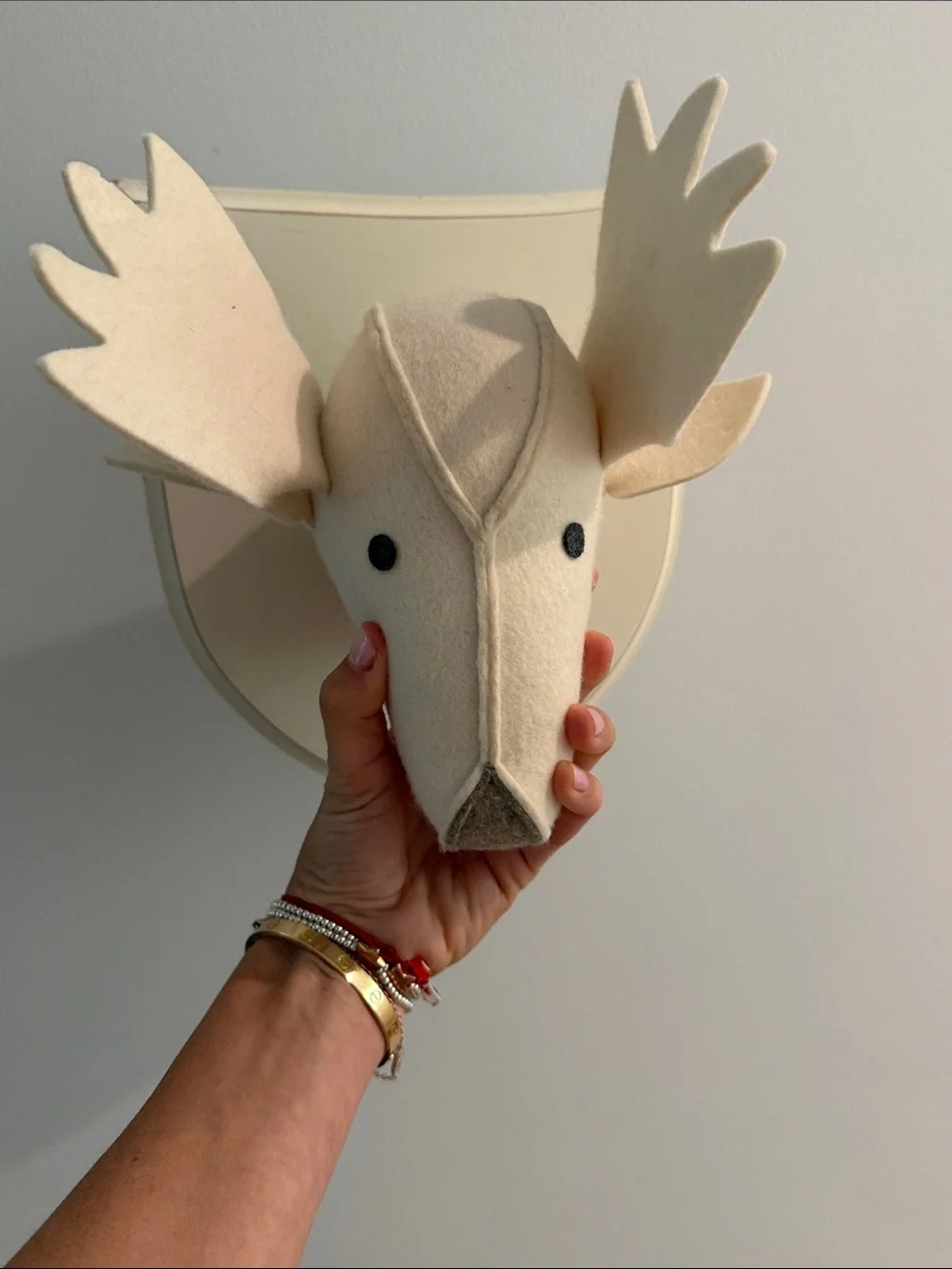 Restoration Hardware Cream Felt Animal Wall Mount Set